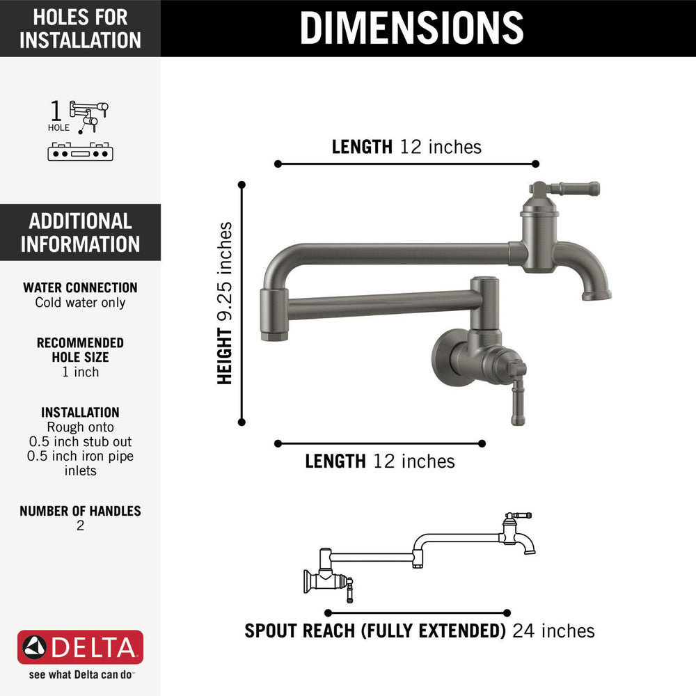 Delta Broderick Wall Mount Pot Filler - 1190LFL