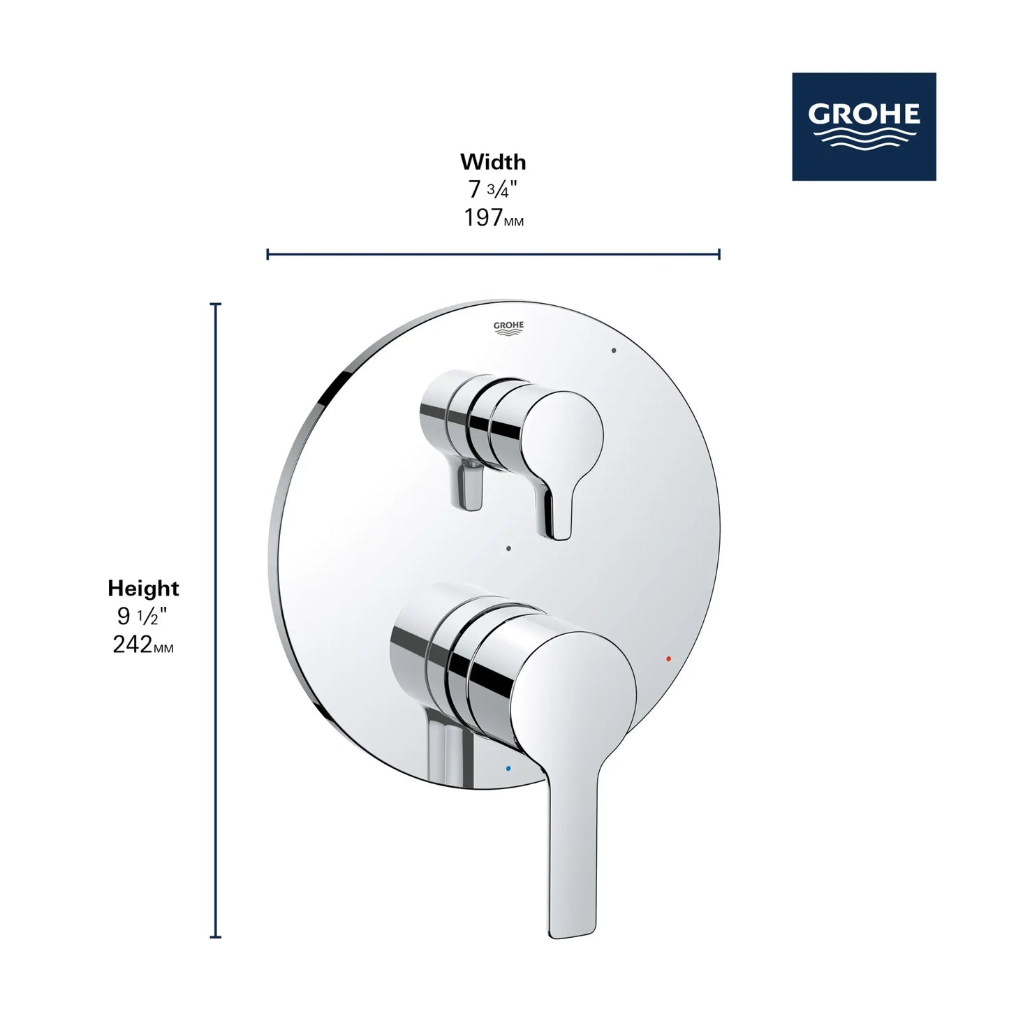 Grohe Lineare Lineare Pressure Balance Valve Trim with 2-Way Diverter with Cartridge - 29421