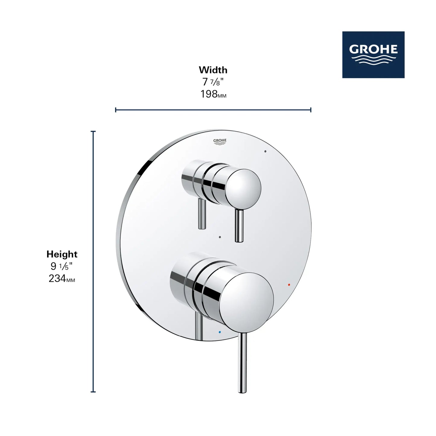 Grohe Timeless Pressure Balance Valve Trim with 2-Way Diverter with Cartridge - 29423