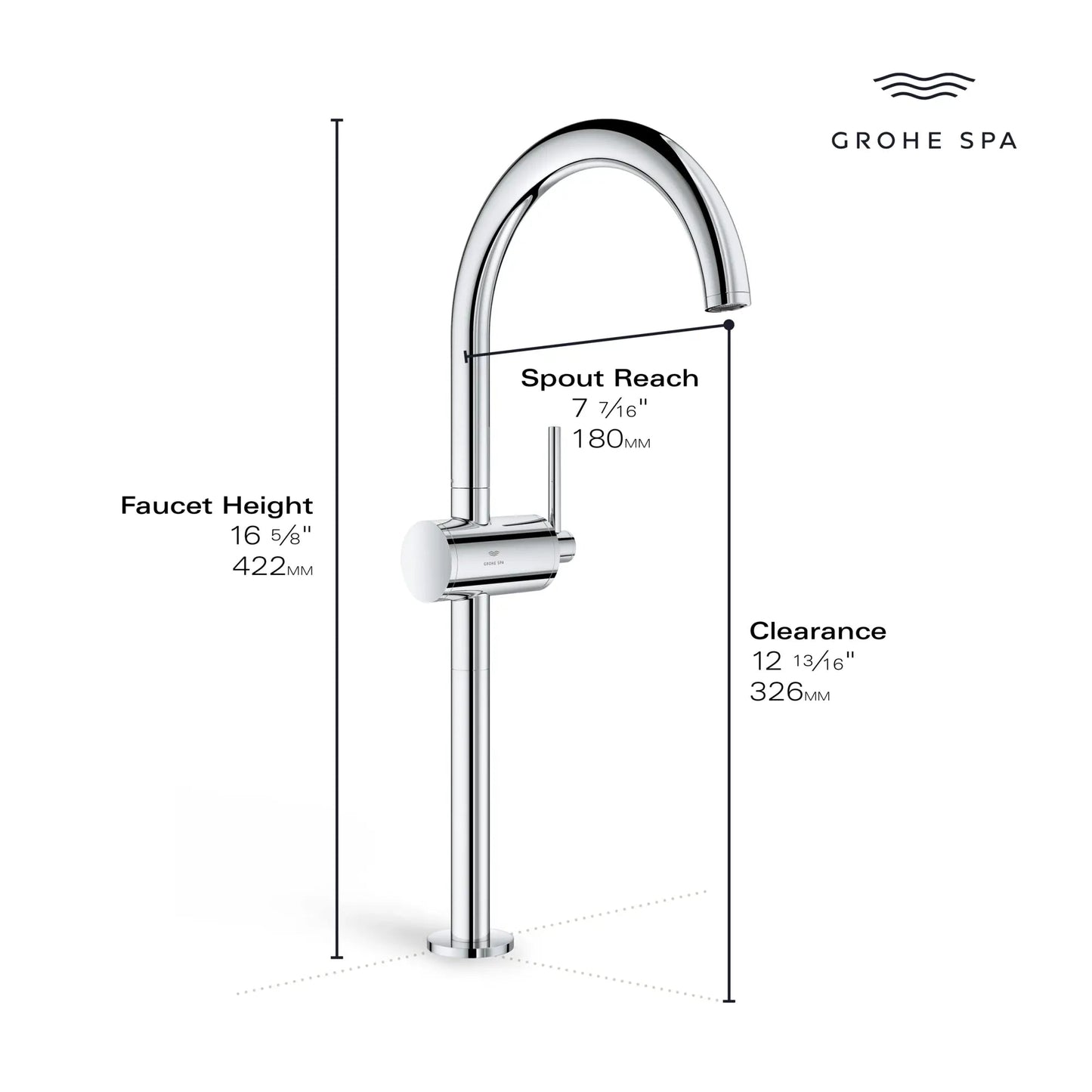 Grohe Atrio New Single Hole Single-Handle Vessel Sink Faucet, 1.2 GPM (4.5 L/min) - 24352