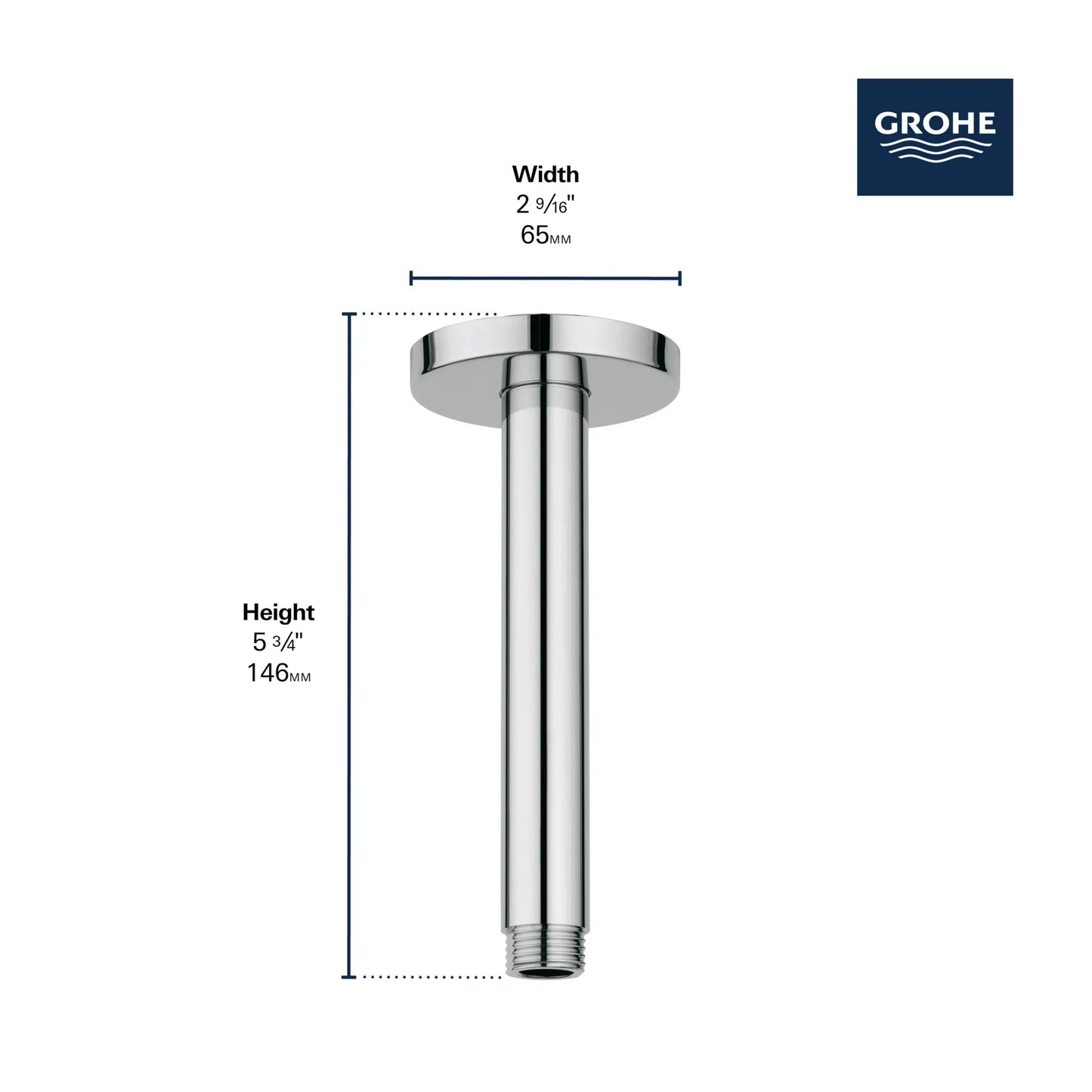 Grohe Rainshower Round 6" Ceiling Shower Arm - 27217