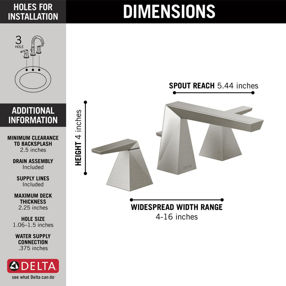 Delta Trillian Two Handle Widespread Bathroom Faucet - 35543