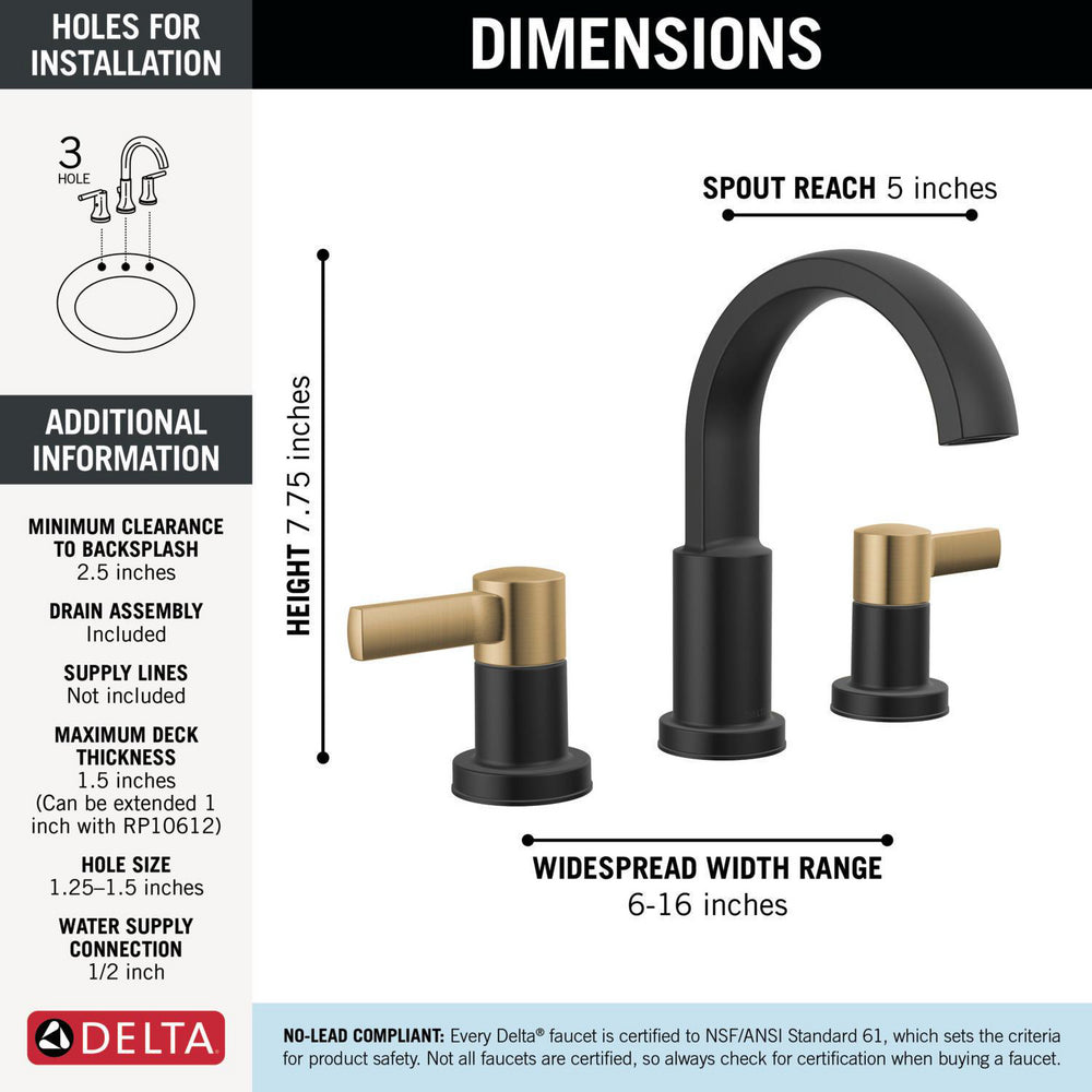 Delta Albion Two Handle Widespread Bathroom Faucet