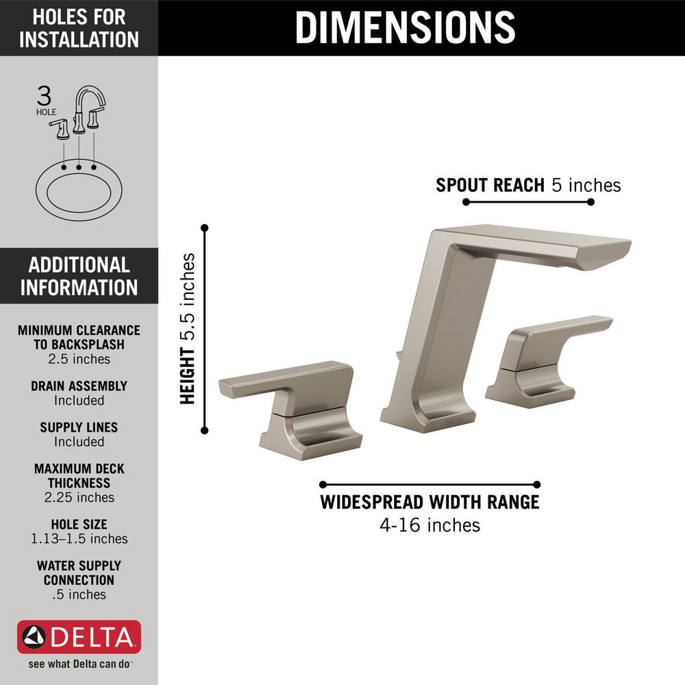 Robinet de salle de bain Delta Pivotal à deux poignées et entraxe large - 3599LF