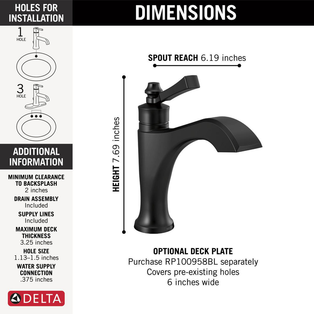 Robinet de salle de bain monotrou Delta Dorval - 556