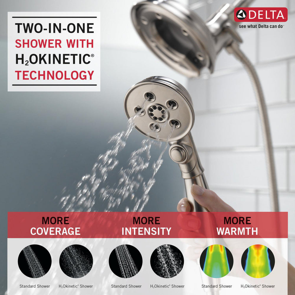 Delta Universal Showering H2Okinetic In2ition 4 réglages, pomme de douche deux-en-un - 58471