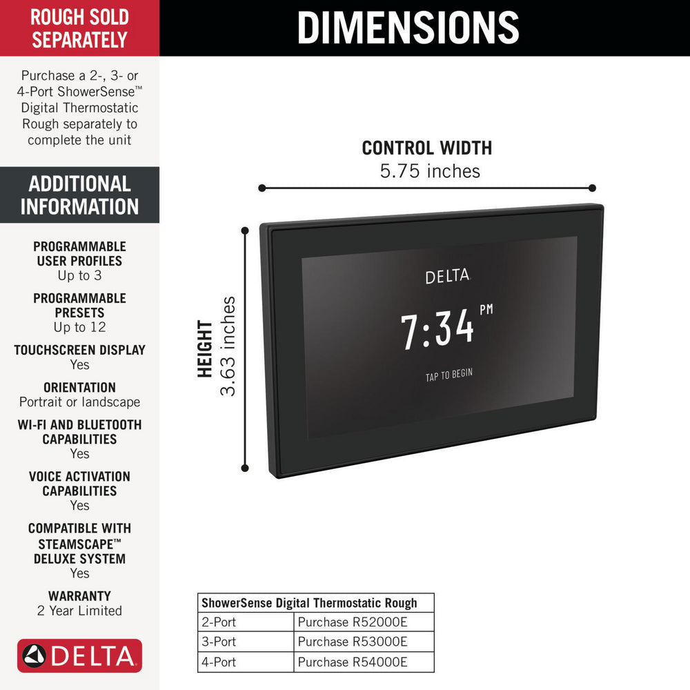 Interface numérique de douche Delta Showersense Digital - 5CN