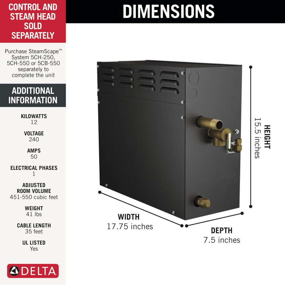 Delta SteamScape 12kW Steam Generator 240V 1ph - 5GE-SMP12