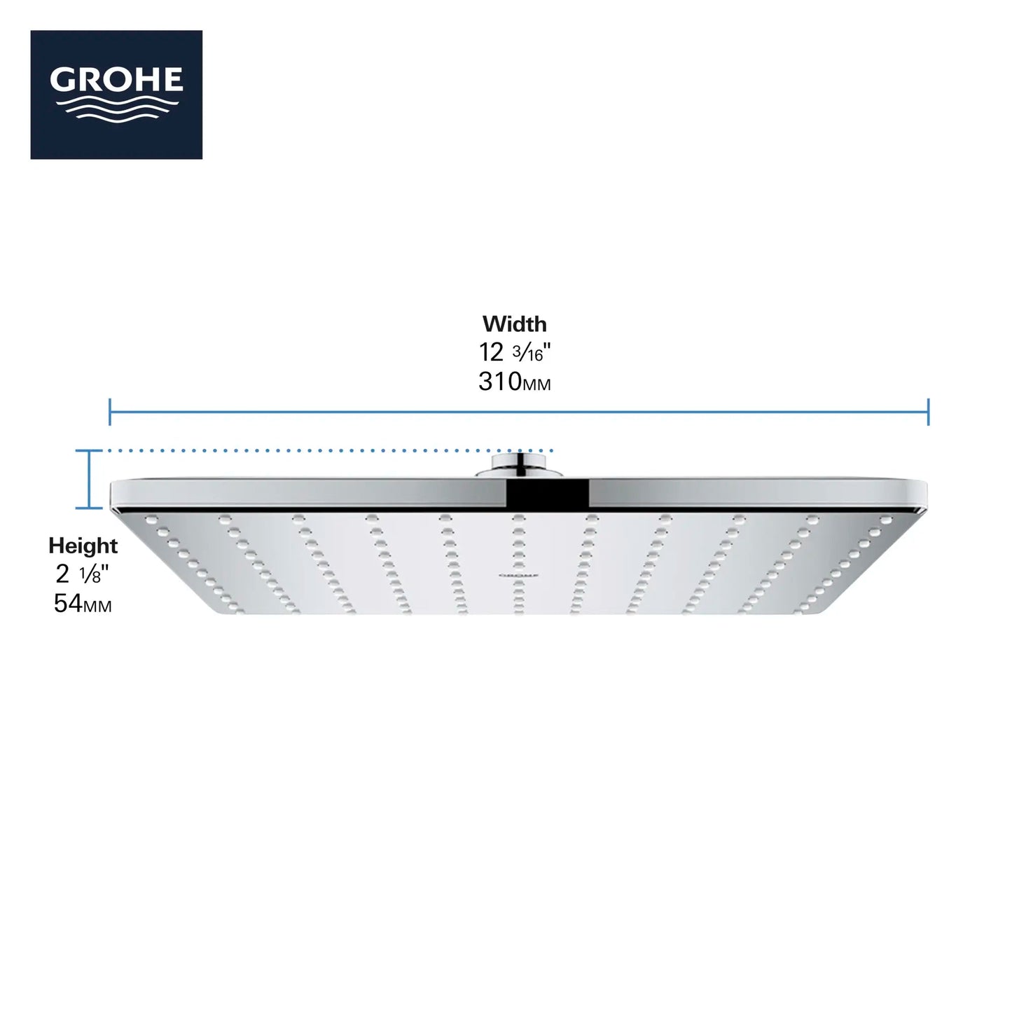 Grohe Rainshower 310 Mono Shower Head, 12" - 1 Spray, 6.6 L/min (1.75 gpm) - 26570