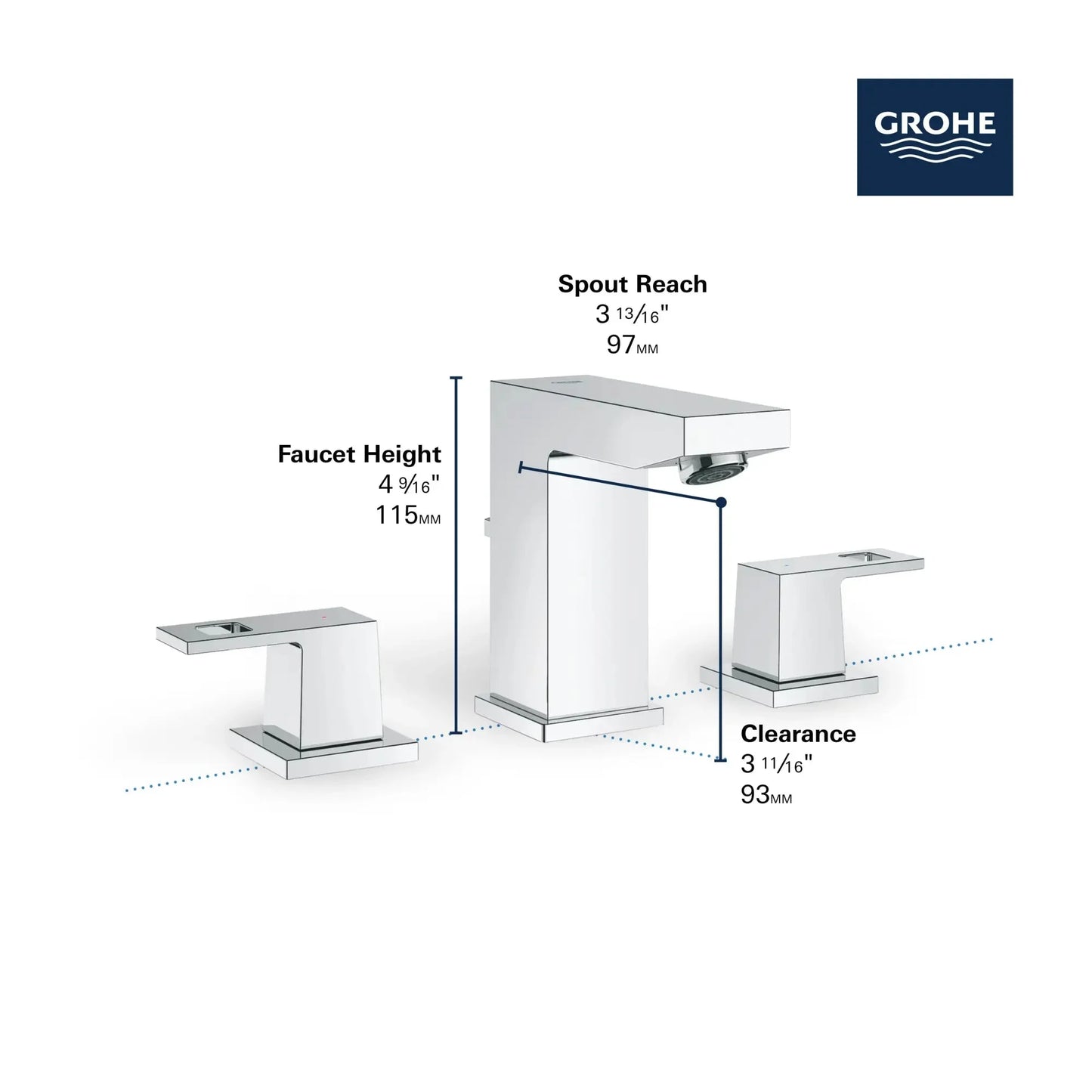 Grohe 8-Inch Widespread 2-Handle S-Size Bathroom Faucet, 1.2 GPM