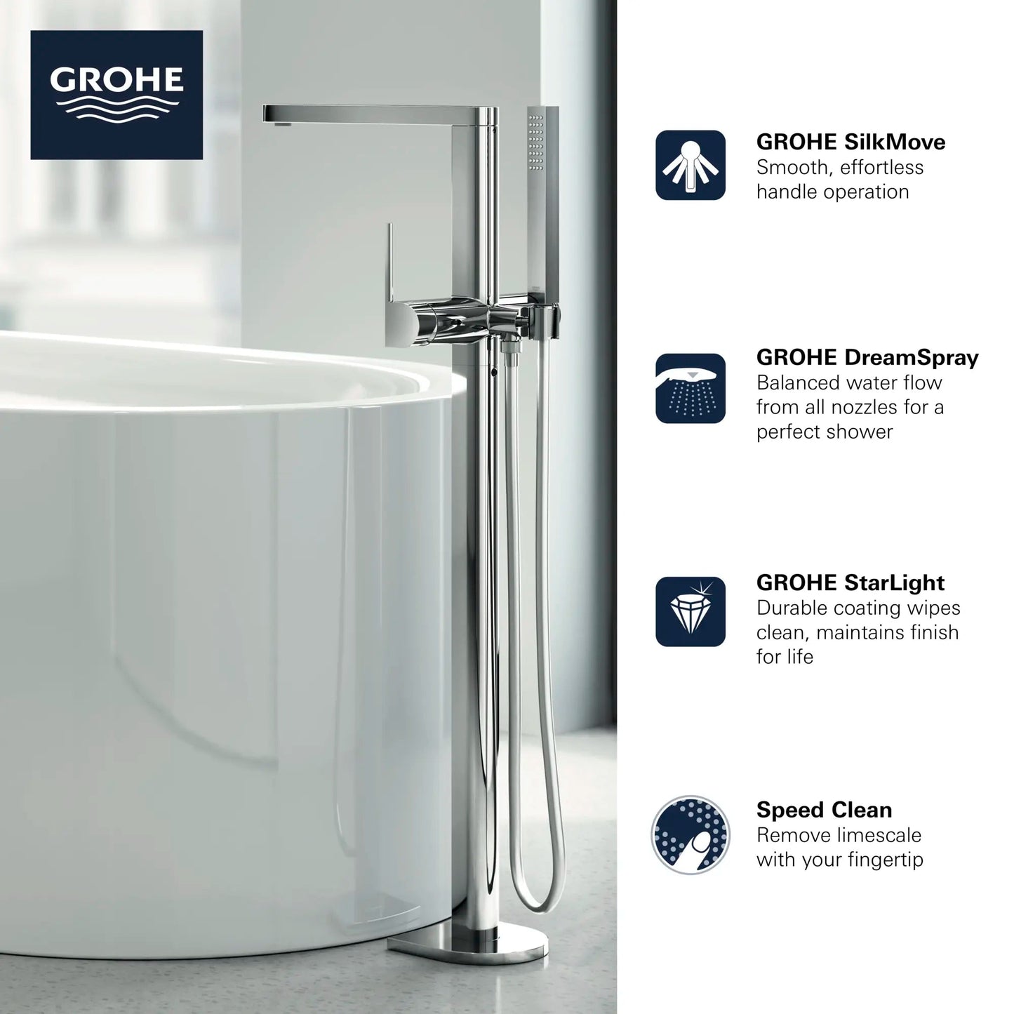 Grohe Plus Single-Handle Freestanding Tub Faucet With 1.75 GPM Hand Shower