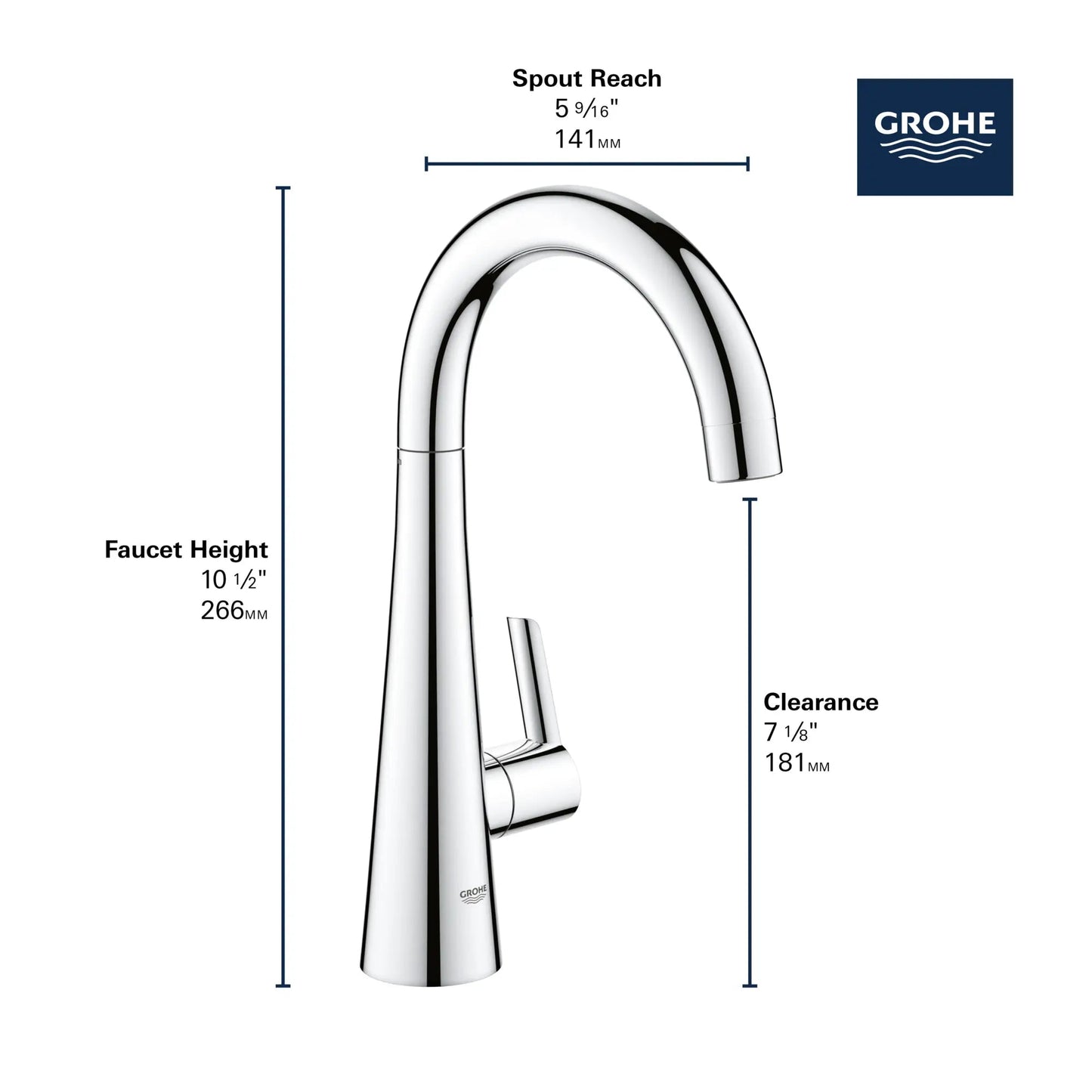 Grohe Single-Handle Beverage Faucet (Cold Water Only) with Filtration 6.6 L/min (1.75 gpm) - 30026