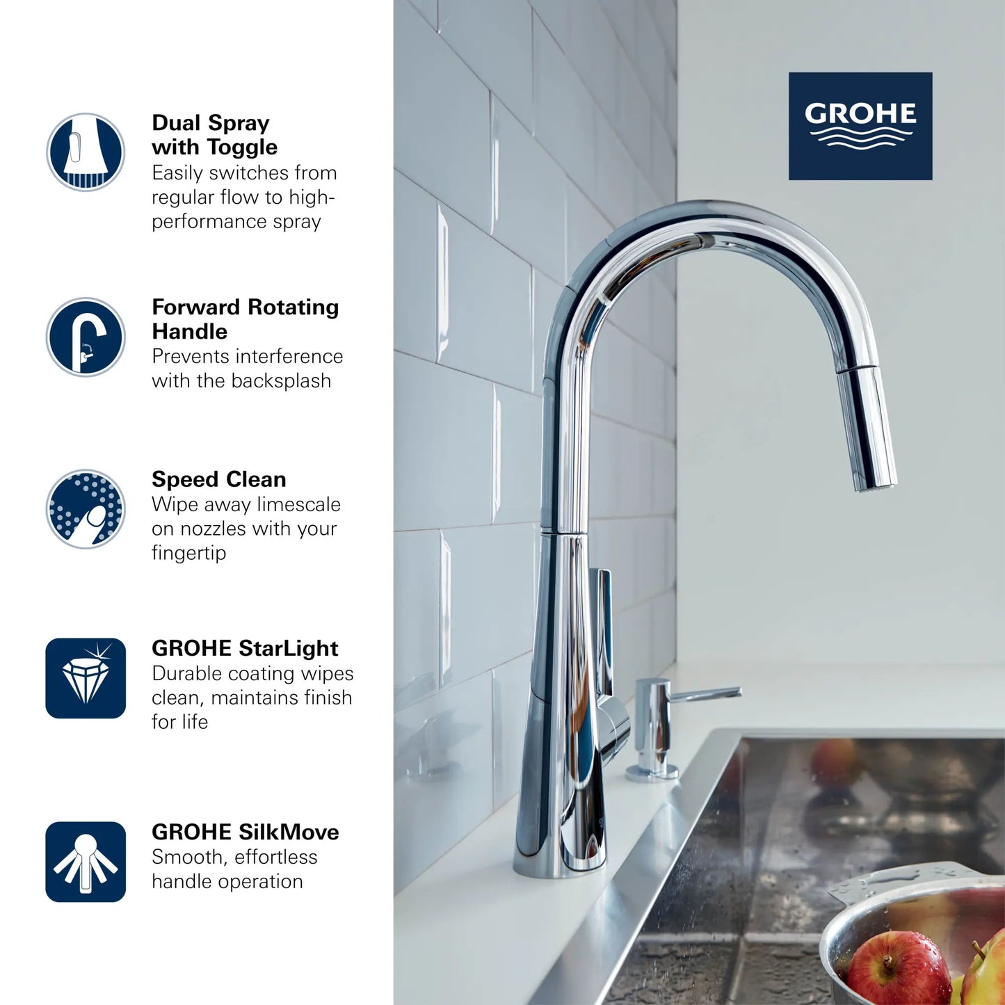 Grohe Zedra Single-Handle Pull Down Kitchen Faucet Dual Spray 6.6 L/Min (1.75 GPM)