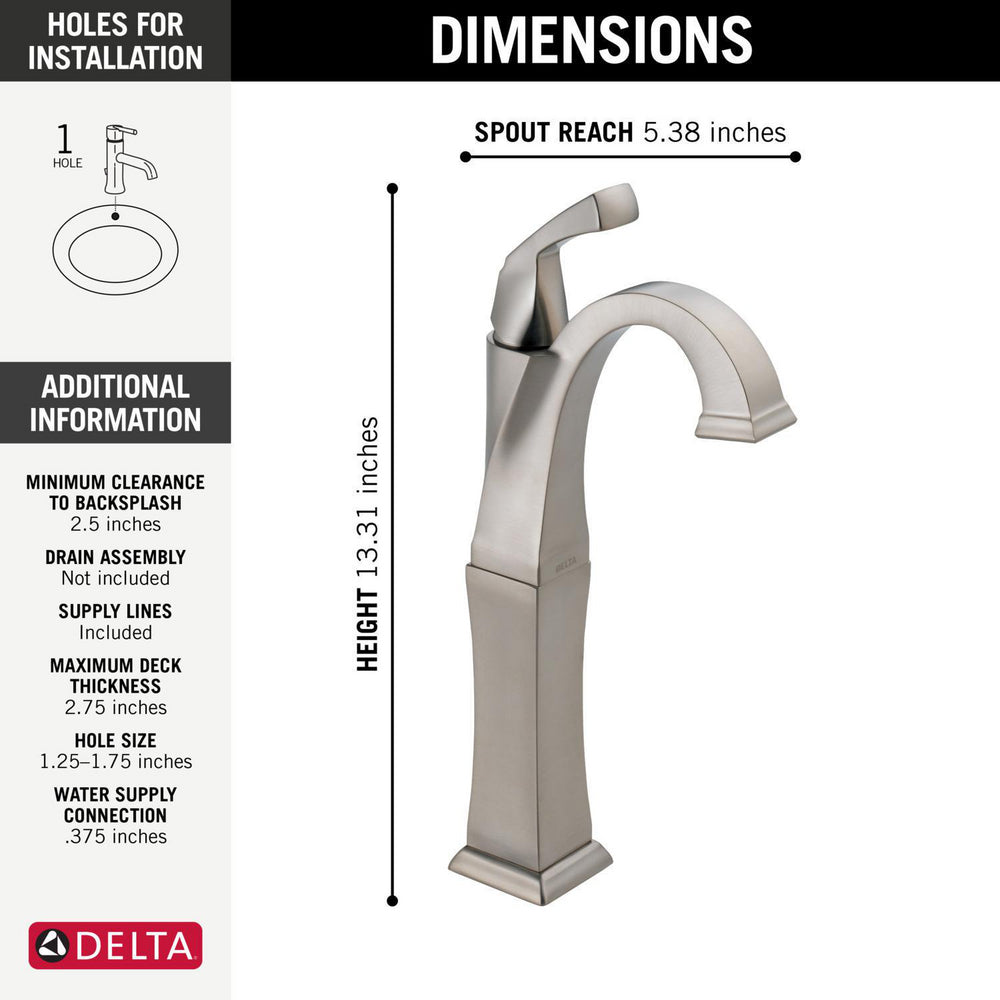 Delta Dryden Single Handle Vessel Bathroom Faucet - 751