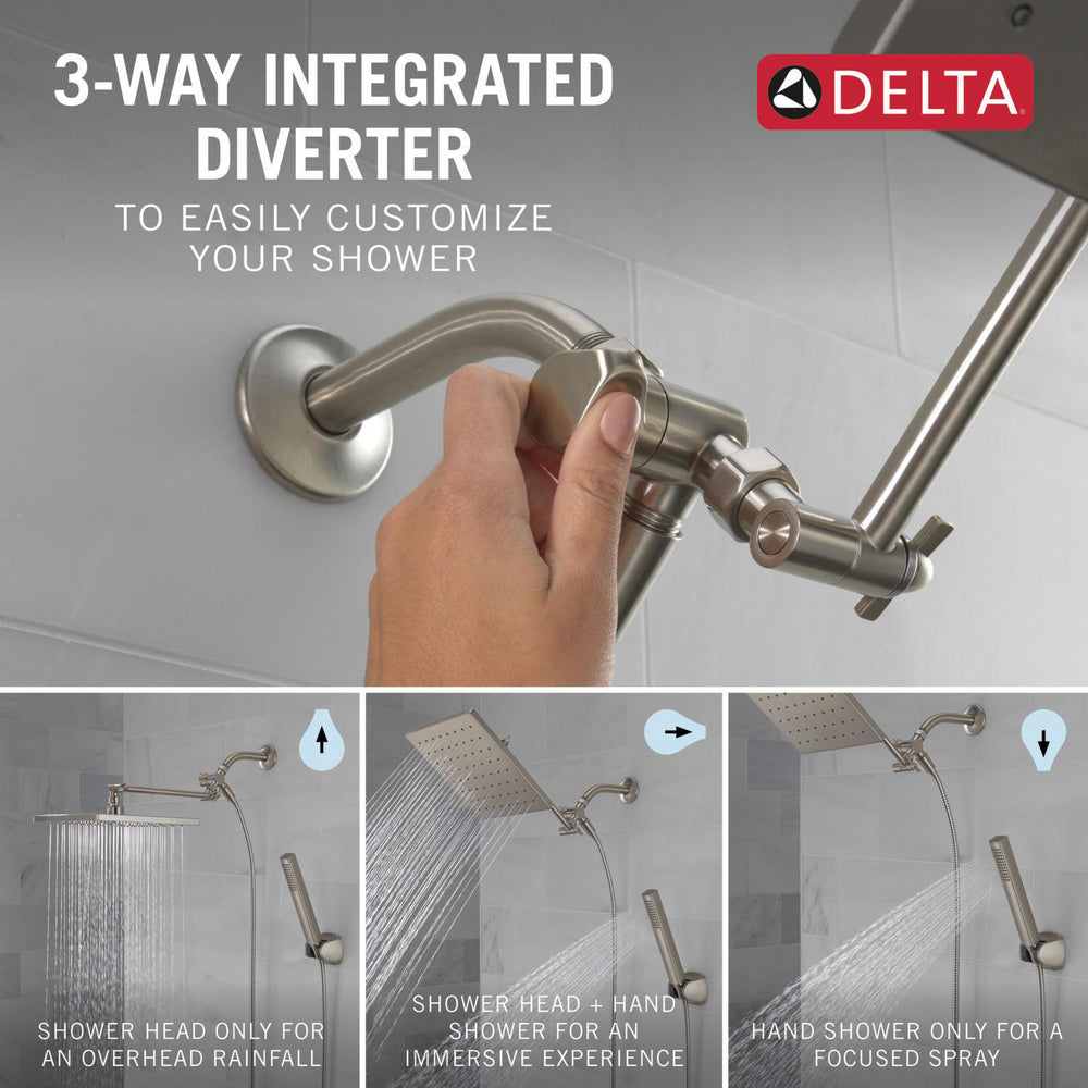 Delta Universal Showering 10 inch Raincan Shower Head & Hand Held Combo with Adjustable Extension Arm - 75527