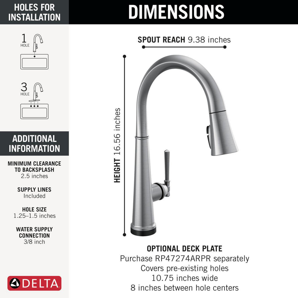 Delta Emmeline Touchless Pulldown Kitchen Faucet - 9182TL