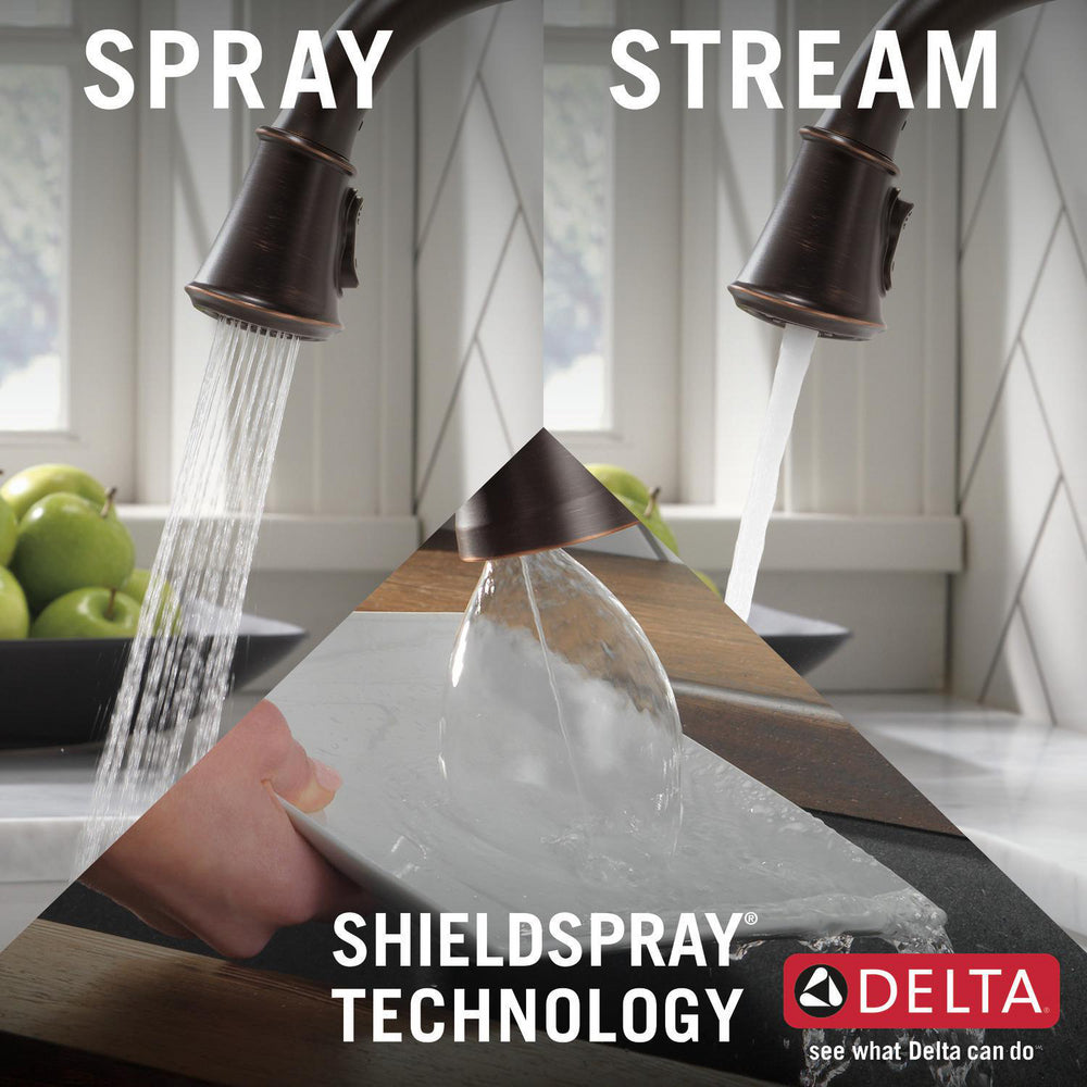 Delta Cassidy Single Handle Pull-Down Kitchen Faucet with ShieldSpray Technology - 9197