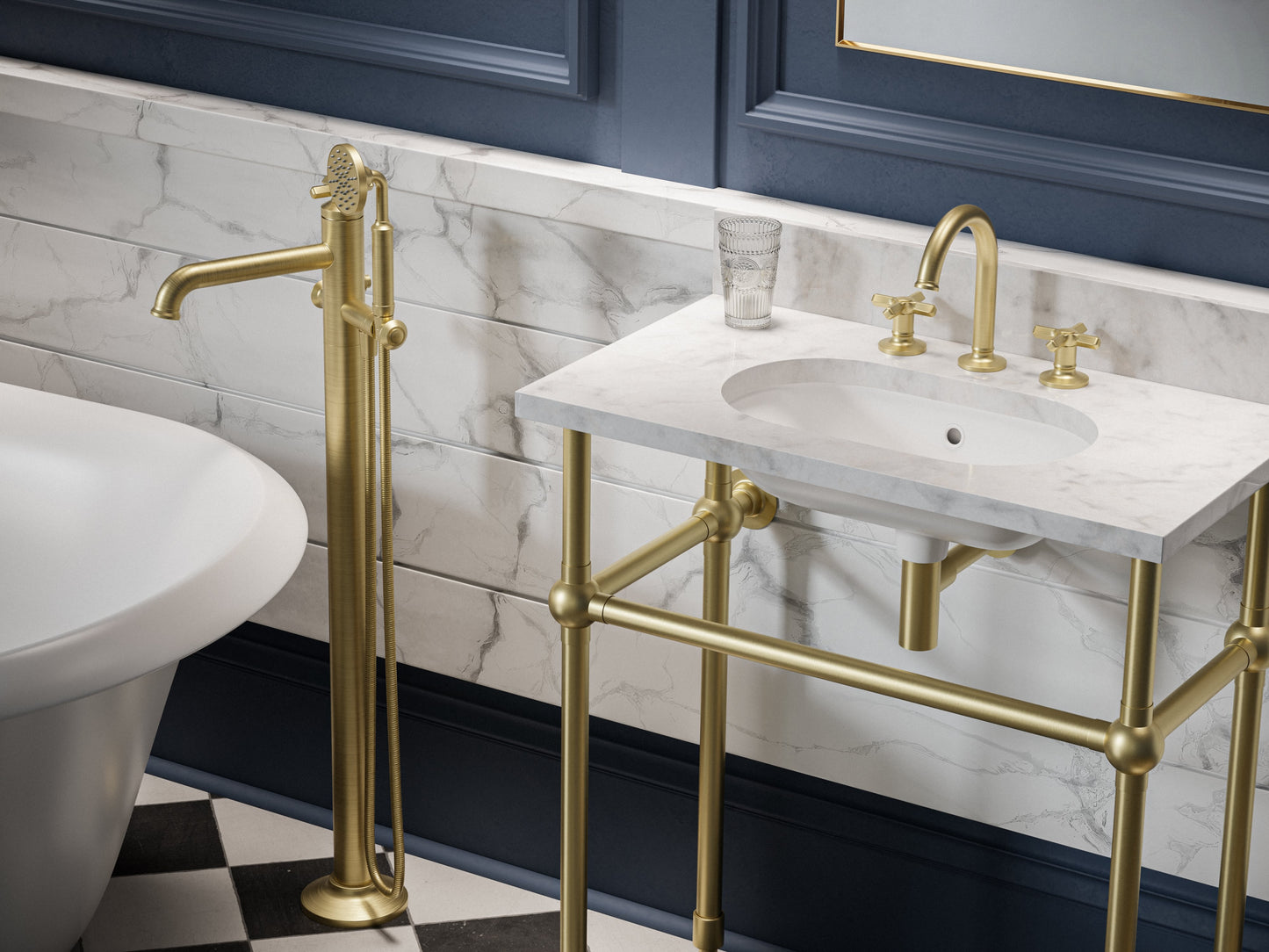 Baril Beaumont B20 Trim Only For Floor-Mounted Tub Filler With Hand Shower - T20-1112-00