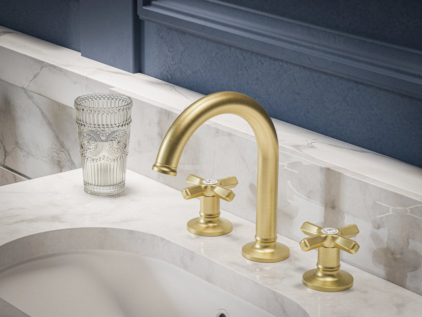 Baril Beaumont B20 8" C/C Lavatory Faucet, Drain Included 1.2 GPM - Cross Handles