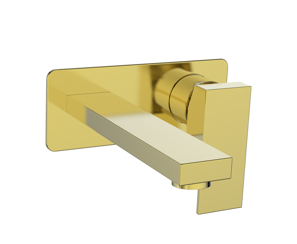 Vogt Kapfenberg Wall Mount Lavatory Faucet with Single Face Plate BF.KG.1410 in Brushed Gold