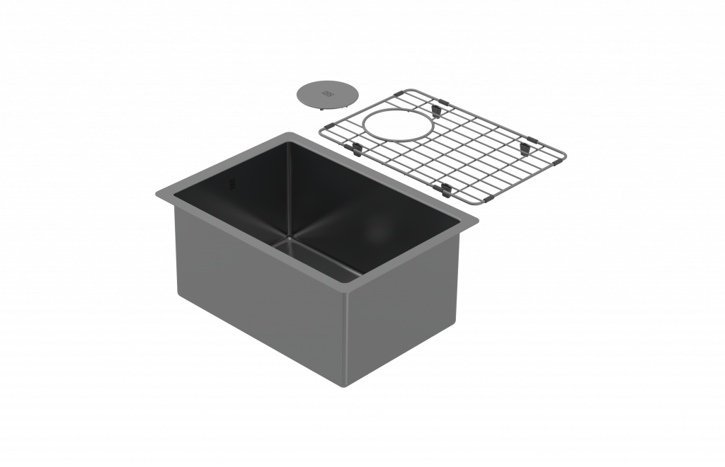 Zomodo Cayman PearlArc Black Pearl 18" x 13" Bar/Prep Kitchen Sink Kit - CAC279-BK