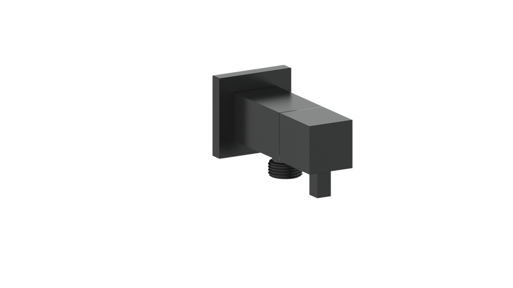 Vogt Square Brass Elbow Connector with Shut-Off EC.01.02 in Matte Black