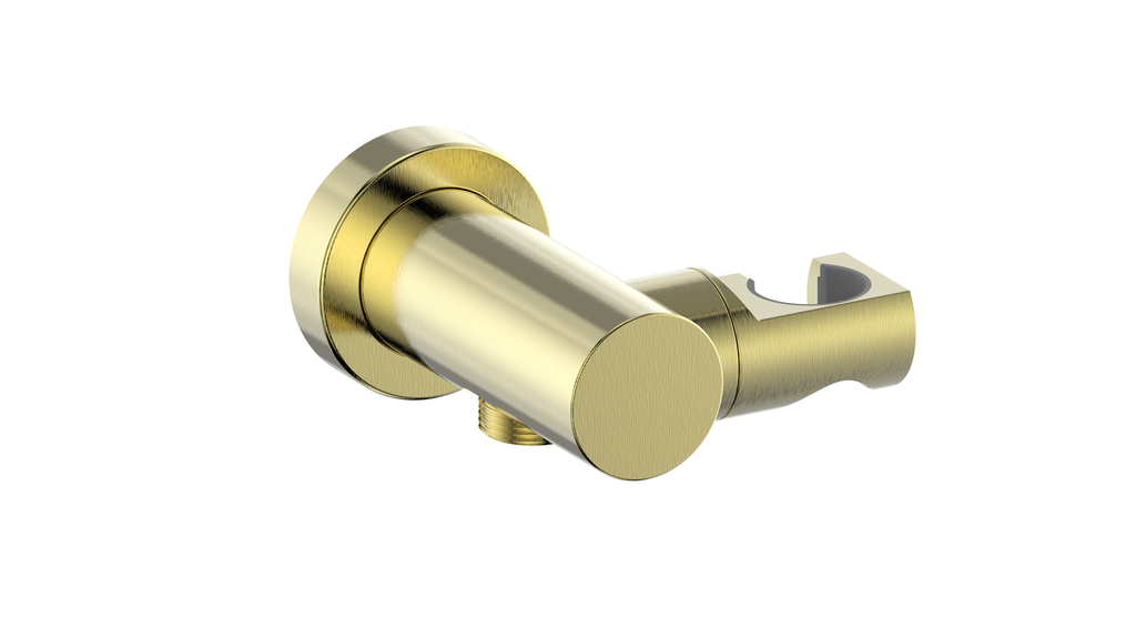 Vogt Round Elbow Connector with Hand Shower Holder EC.02.03 in Brushed Gold