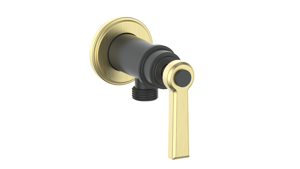 Vogt Zehn Elbow Connector with Shut-Off, Lever Handle - Brushed Gold / Matte Black (EC.Z1.02.BGB)