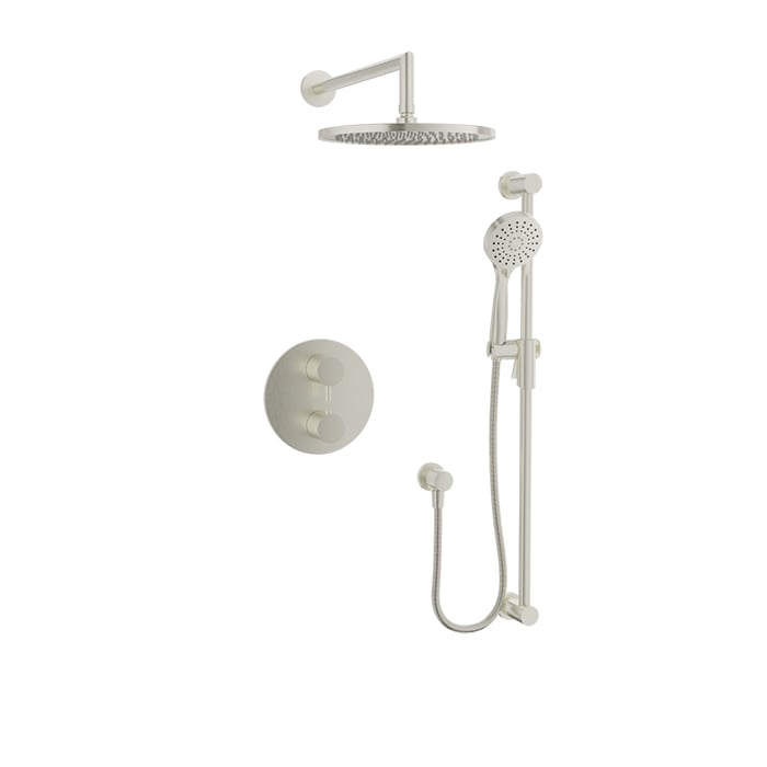 Baril Zip B66 Complete Thermostatic Pressure-Balanced Shower Kit with Head & Hand Shower - Brushed Nickel