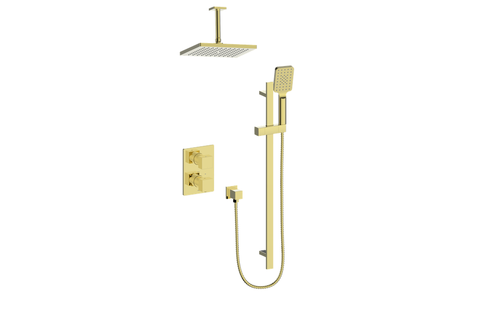 Vogt Kapfenberg 2-Way Thermostatic Shower Kit with 6-inch Ceiling Arm SET.AP.220.226 in Brushed Gold