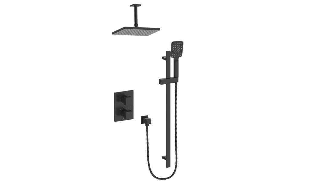 Vogt Kapfenberg 2-Way Thermostatic Shower Kit with 6-inch Ceiling Arm SET.AP.220.226 in Matte Black
