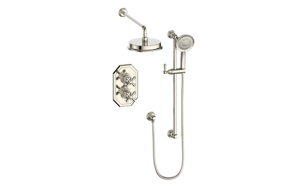 Système de douche thermostatique 2 voies Vogt Carinthia avec robinet d'arrêt intégré - SET.CX.220.210