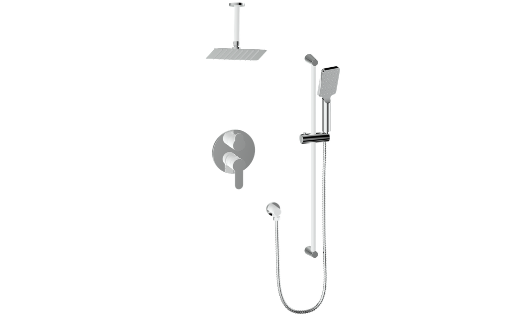 Vogt Lusten 2-Way Pressure Balance Shower Kit with 6" Ceiling Arm in Chrome/Glossy White - SET.LN.210.216