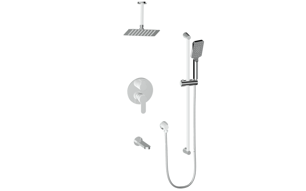 Vogt Lusten 3-Way Pressure Balance Shower Kit with 6" Ceiling Arm in Chrome/Glossy White - SET.LN.310.316