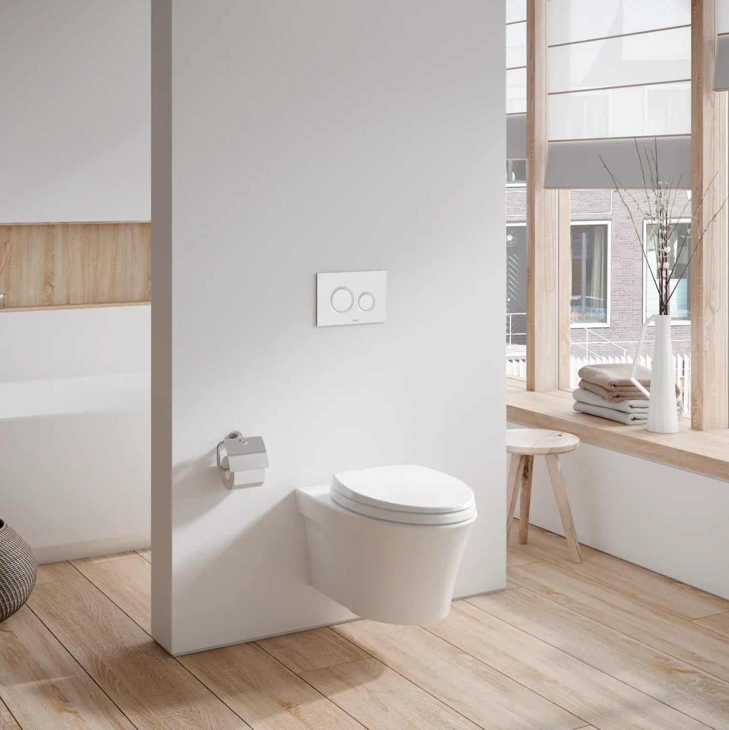 TOTO Basic Round Push Plate - Dual Button - Matte White