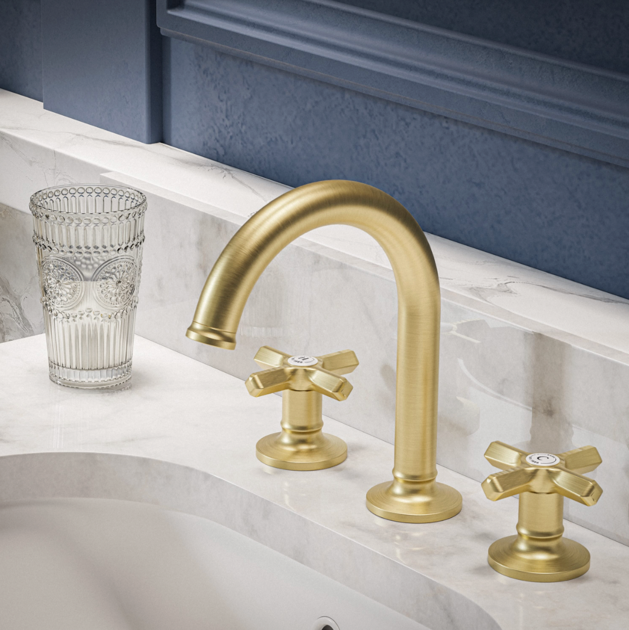 Baril Beaumont B20 8" C/C Lavatory Faucet, Drain Included 1.2 GPM - Cross Handles