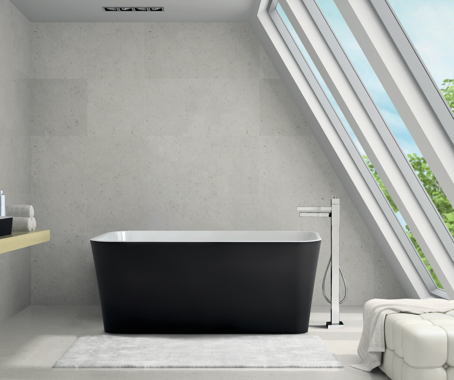 Riobel Kubik Thermostatic Single Hole Floor Mount Tub Filler Trim 6.0 GPM - TUS39C