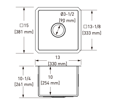 Rohl Culinario Évier de cuisine ou de bar/préparation alimentaire sous-plan en acier inoxydable à cuve simple de 15 po - RUWUM1515SB