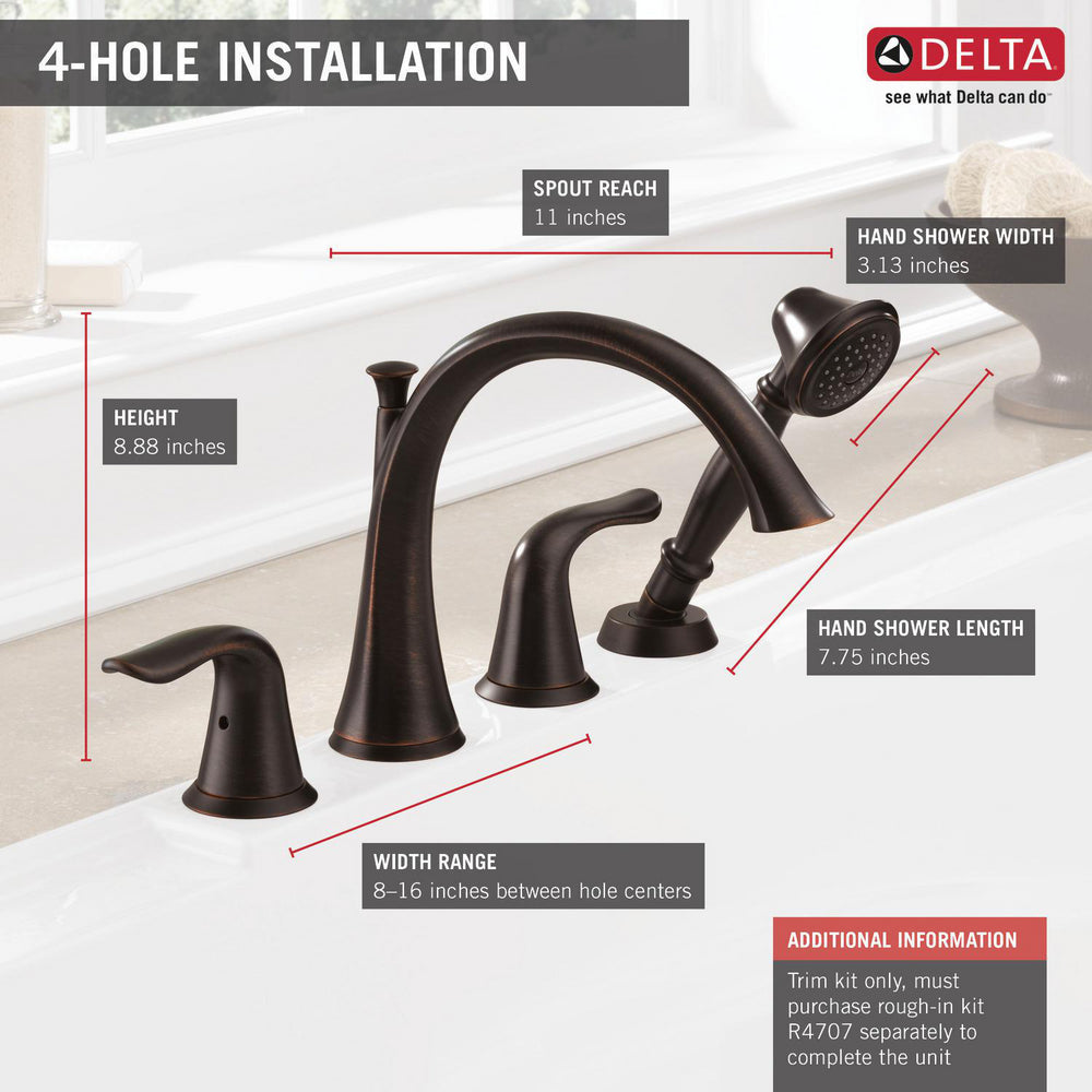 Delta Lahara Roman Tub Faucet with Handshower Trim - T4738