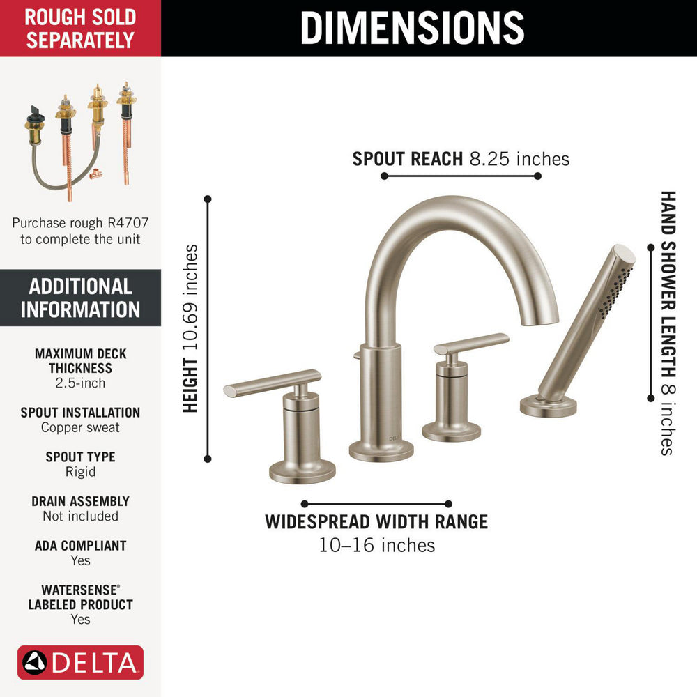 Delta Altado Roman Tub Trim with Hand Shower - T4742