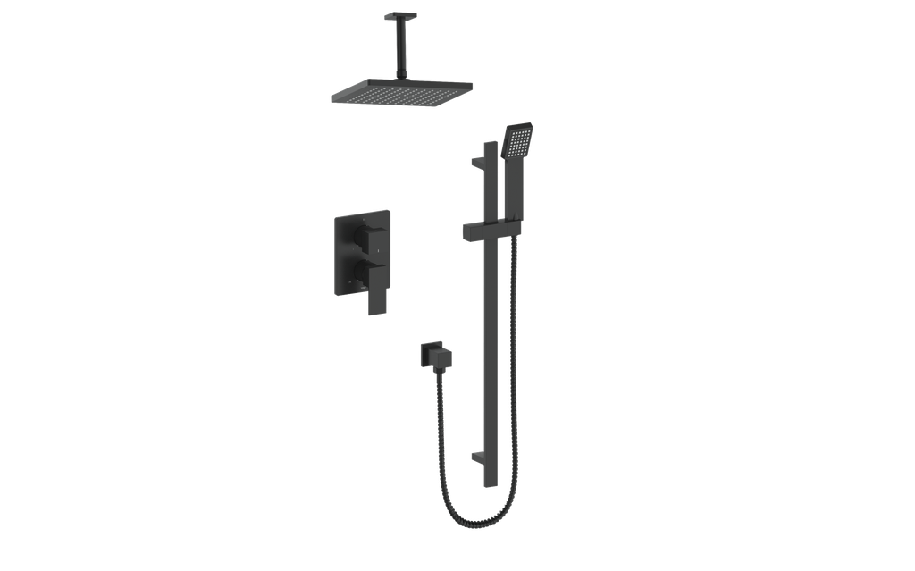 Vogt Kapfenberg 2-Way PB Shower Kit Trim with 6-inch Ceiling Arm TM.AP.210.216 in Matte Black