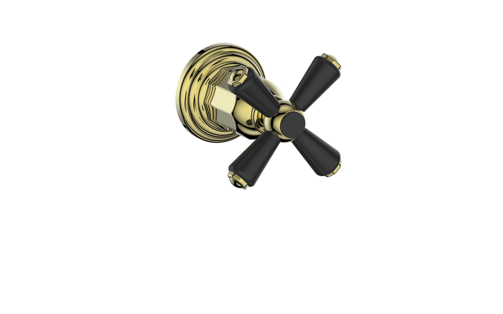 Vogt Carinthia On/Off Volume Control Valve Trim in Brushed Gold & Matte Black with Cross Handle – TM.C3.01.BGB