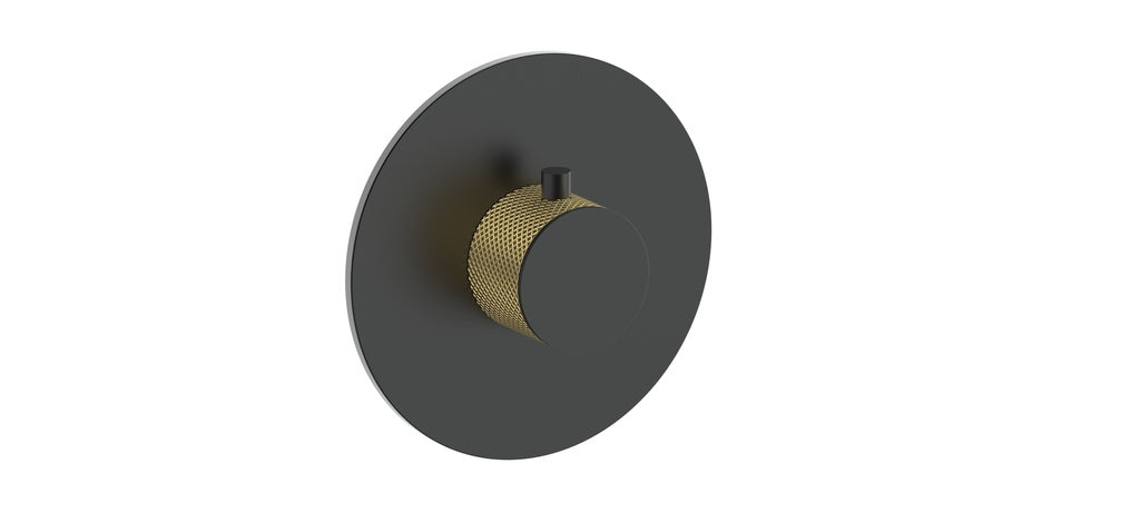 Vogt Drava Trim for 3/4" High-Flow Thermostatic Valve in Brushed Gold / Matte Black - TM.DA.150.BGB