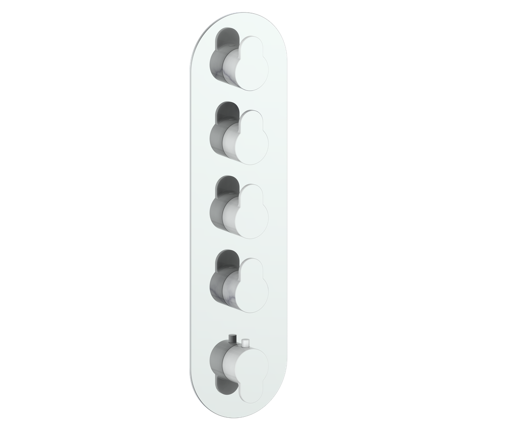 Vogt Lusten Trim for 3/4" High-Flow Thermostatic Valve with 4 Volume Controls in Chrome/Glossy White - TM.LN.450