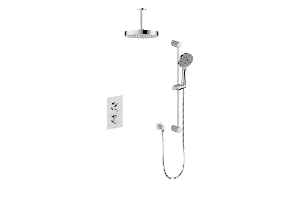 Vogt Mond 2-Way Thermostatic Shower System With Ceiling Arm Trim Only, Polished Chrome