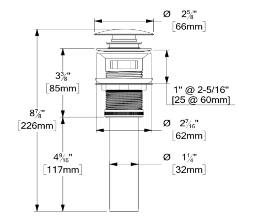 Tenzo Round Lavatory Drain With Overflow DR-OF-01-XX