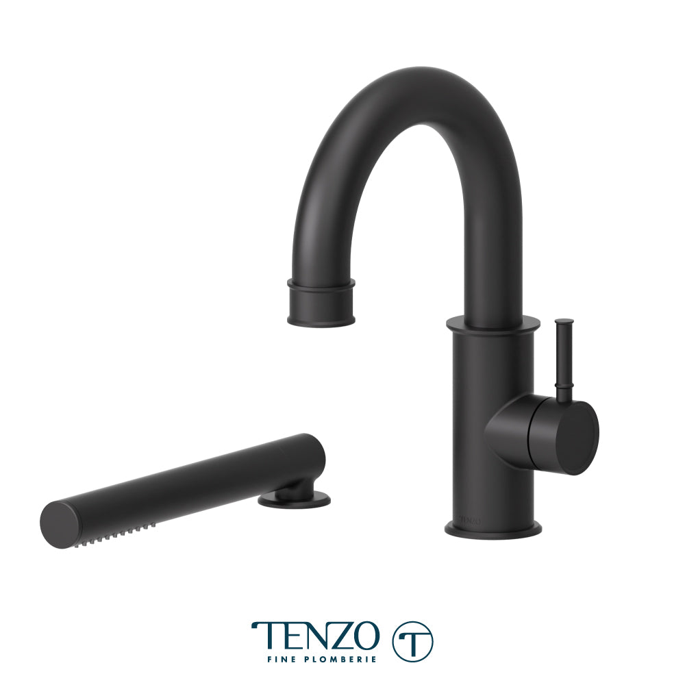 Tenzo Alyss 2-Piece Deck Mount Tub Filler with Hand Shower - ALY31 - Matte Black
