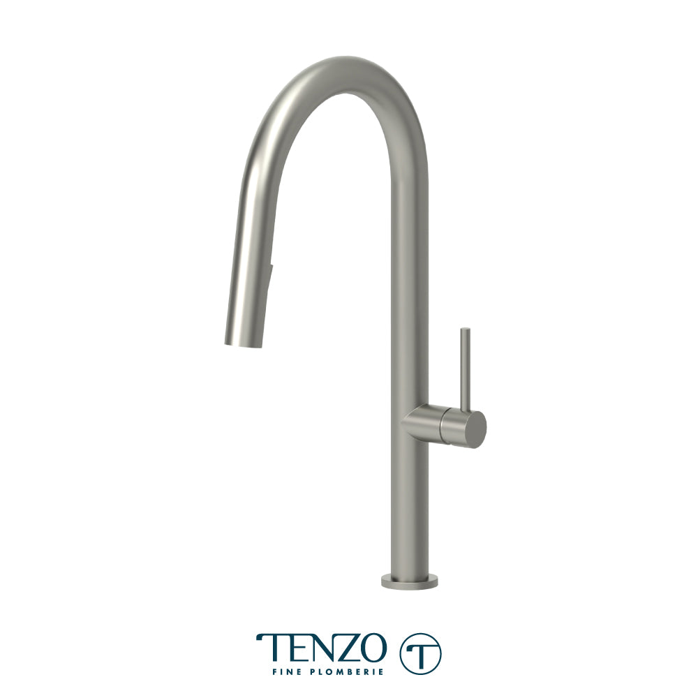 Tenzo Amador Pull-Down Single-Handle Kitchen Faucet With C-Spout & 2-Function Sprayer - AM130