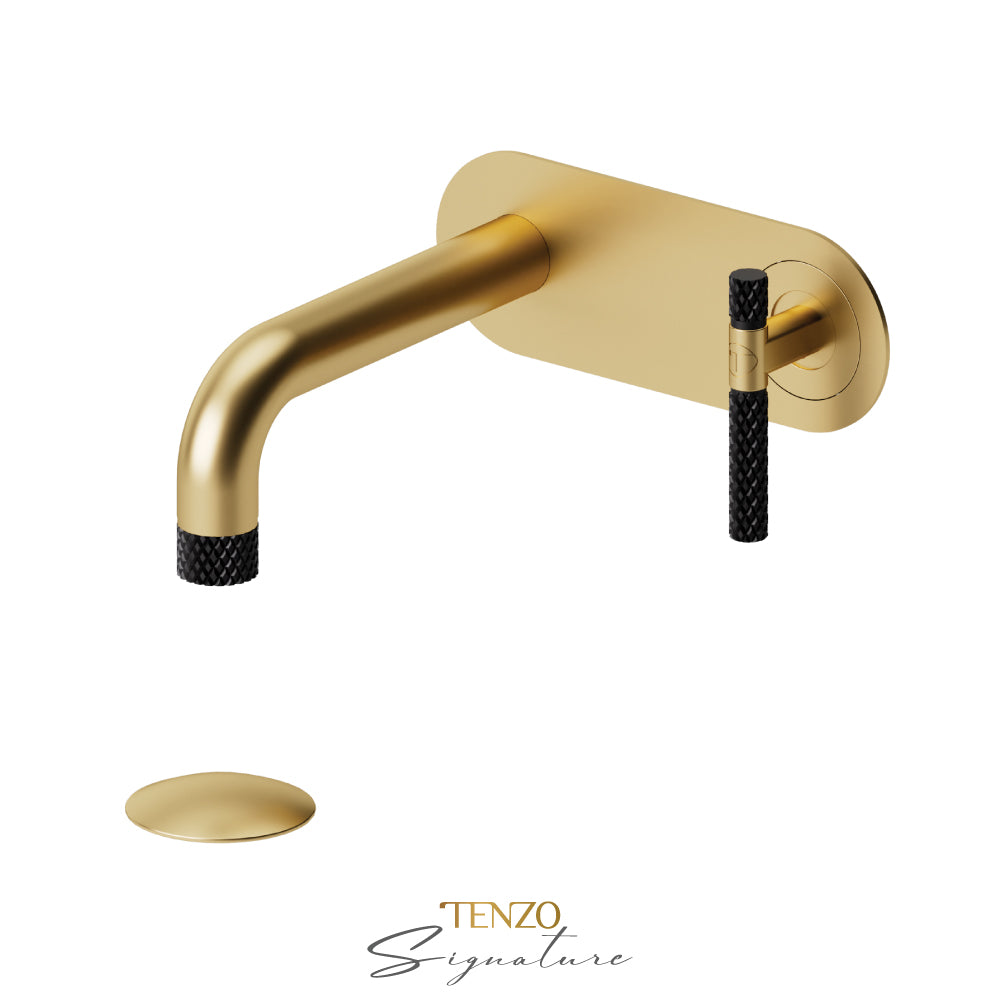 Tenzo Bellacio Single Plate Wall Mount Lavatory Faucet Without Overflow Drain, Larger Knurled - BE15-C-W