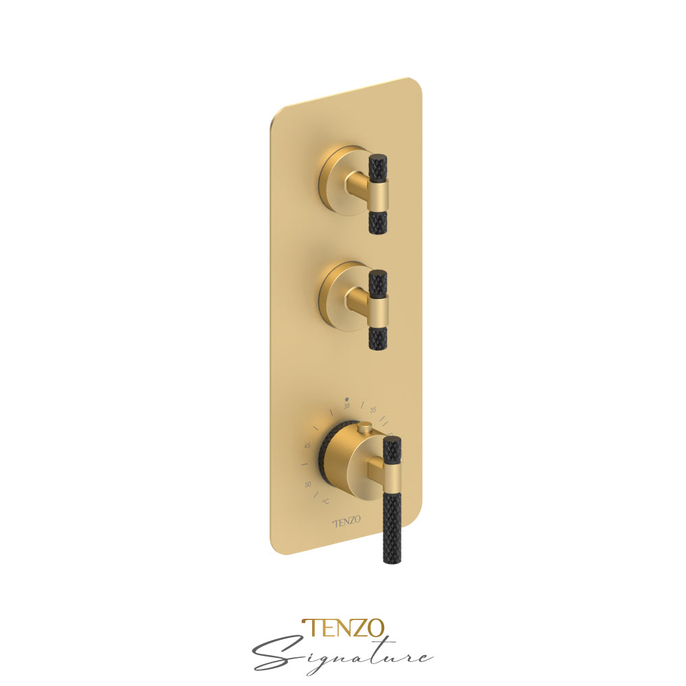 Tenzo Bellacio Extenza 2-Function Thermostatic High-Flow Shower Valve, Rough & Trim, Larger Knurled - BET42-C